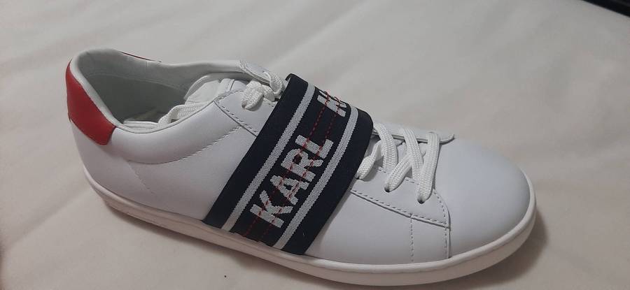 Karl Lagerfeld White Strap Sneakers Size 5 Open Box