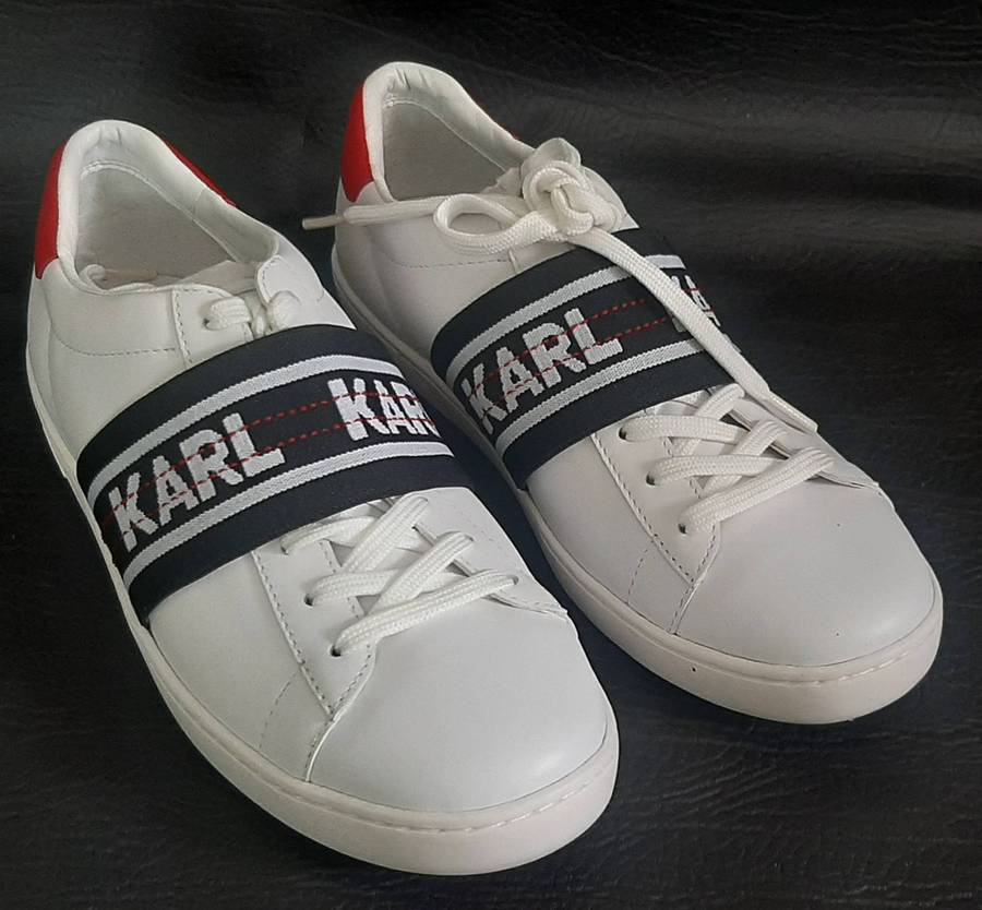 Karl Lagerfeld White Strap Sneakers Size 5 Open Box