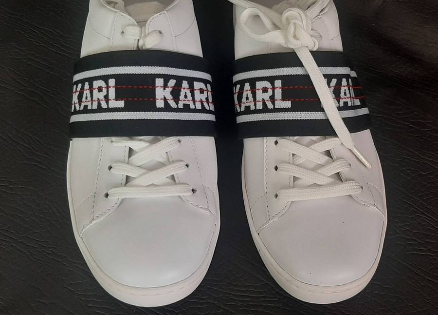 Karl Lagerfeld White Strap Sneakers Size 5 Open Box