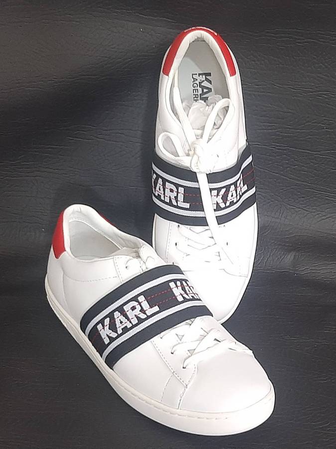 Karl Lagerfeld White Strap Sneakers Size 5 Open Box