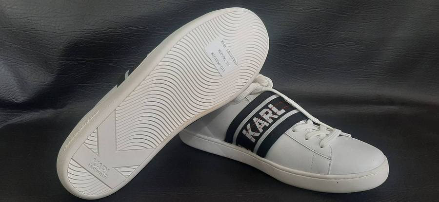 Karl Lagerfeld White Strap Sneakers Size 5 Open Box