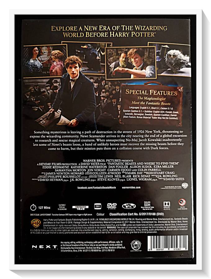Fantastic Beasts and where to Find Them - PG13V - DVD - Condition Excellent - Special Feature