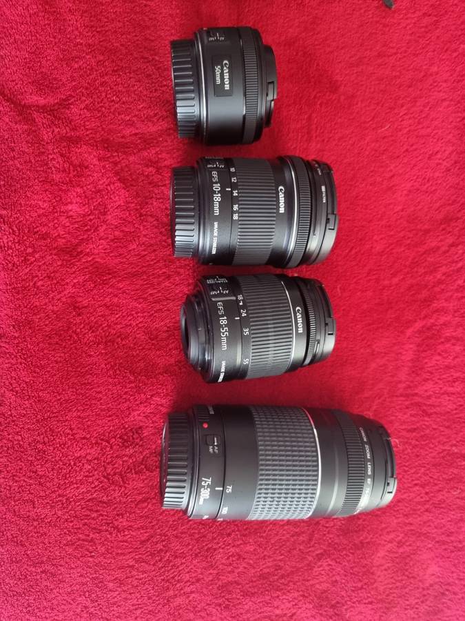 Canon 1300D EOS camera, lenses and bag