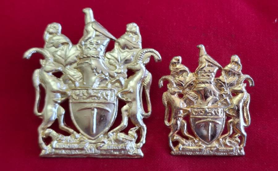 RHODESIAN ARMY - WO1 + RSM GOLD ANODISED WRIST BADGES - ALL CORPS.        (8770)