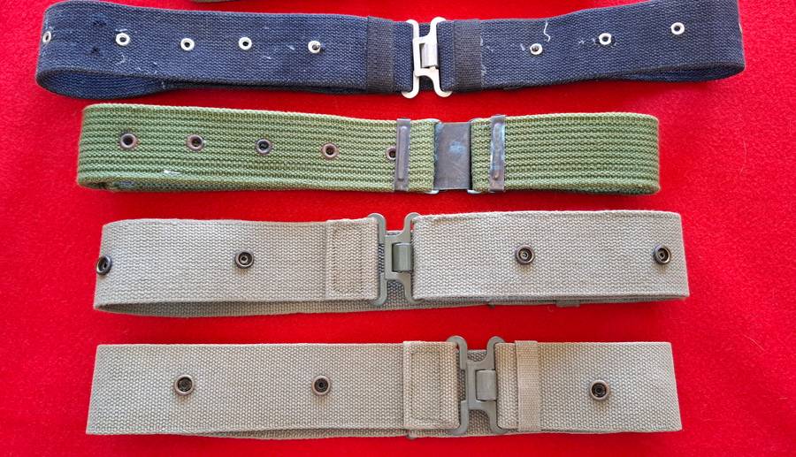 RHODESIAN USED LOT OF WEB BELTS - BRITISH P37 X 4, SA P73 X 2, + 2 UNKNOWN IN BACKPACK  (8813)