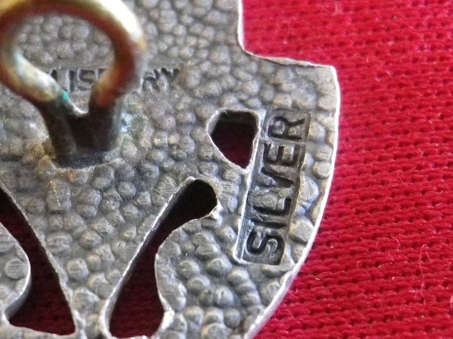 RHODESIAN AFRICAN RIFLES - OFFICERS SILVER BERET/COLLAR BADGE - STAMPED REUTELER / SILVER   (8685)