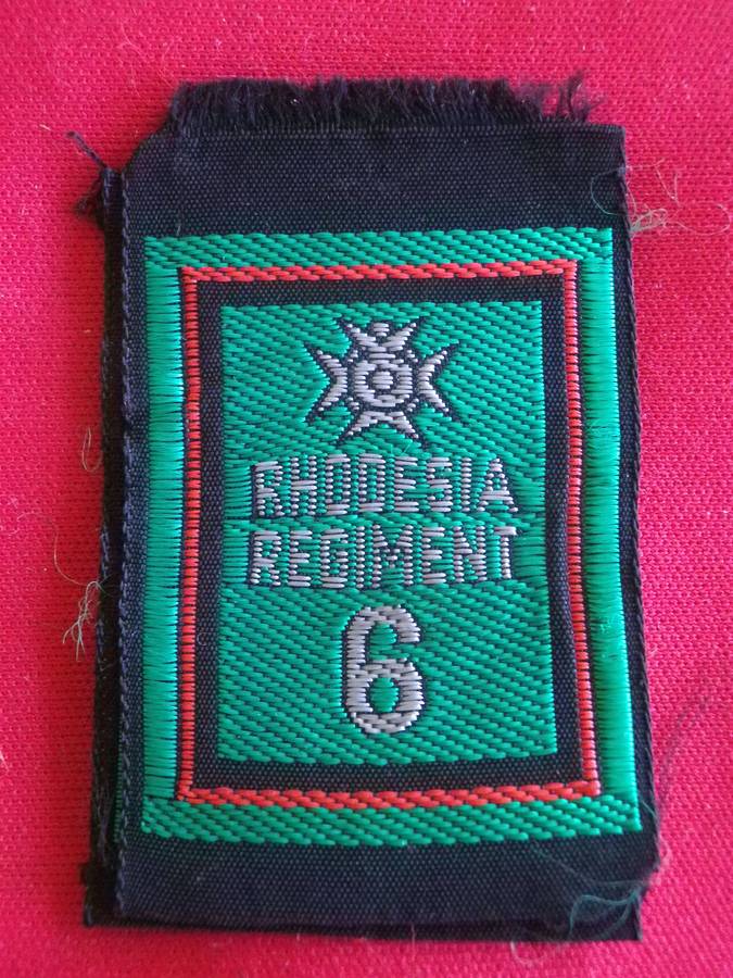 RHODESIA REGIMENT - 6 BN (BULAWAYO) SILK EMBROIDERED BADGE FOR COMBAT CAP -UNCOMMON (8821)