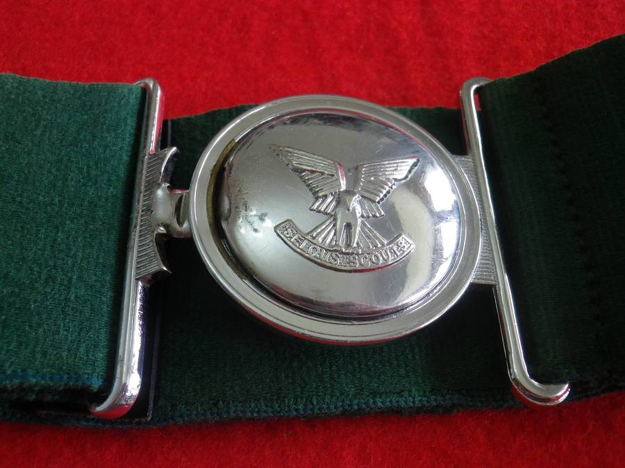 RHODESIAN SELOUS SCOUTS STABLE BELT- BUCKLE REUTELER STAMPED  - MAX LENGTH 82CM/32"     (261)