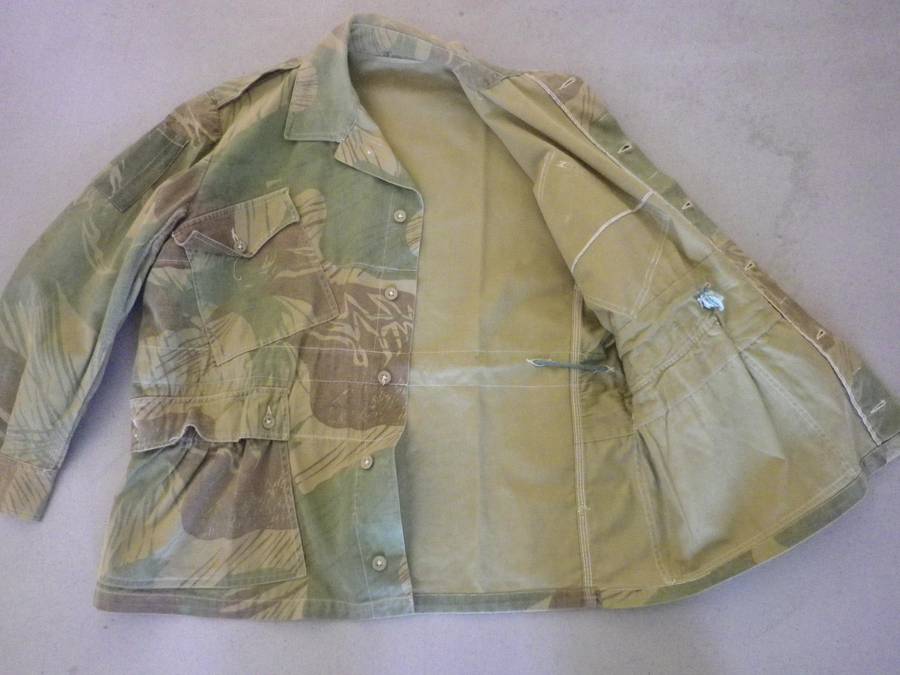 RHODESIAN ARMY / AIR FORCE CAMO JACKET 1ST PATTERN - SIZE 5 - SIZES BELOW - INSCRIBED, SCARCE(214)