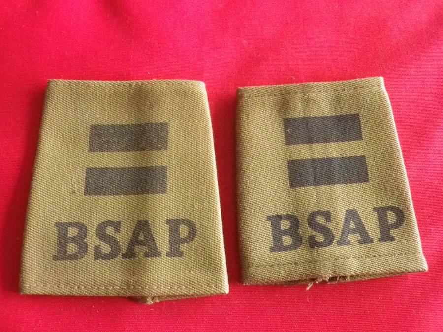 RHODESIA BSAP - PAIR PATROL OFFICERS SLIP ONS - 2 BARS IS +3 YEARS SERVICE                  (8976)