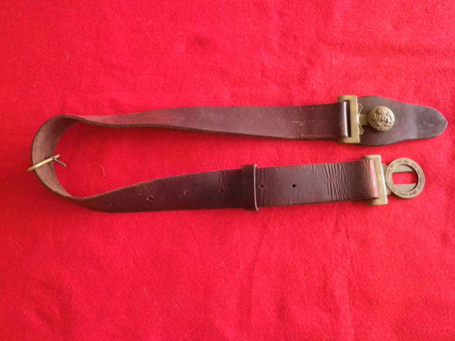 RHODESIA BSAP - LEATHER BELT + 2ND PATT BRASS BUCKLE - MAX LENGTH 89cm/35"   (8994)