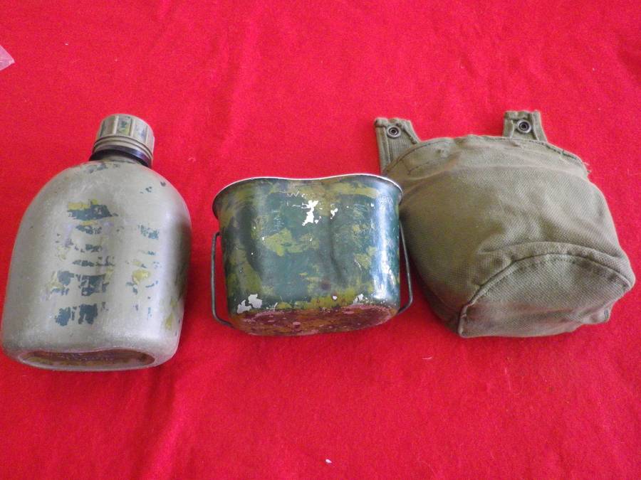 RHODESIAN ARMY - WATER BOTTLE (ENGRAVED TO A SELOUS SCOUT ) + P69 POUCH + FIRE BUCKET  (263)