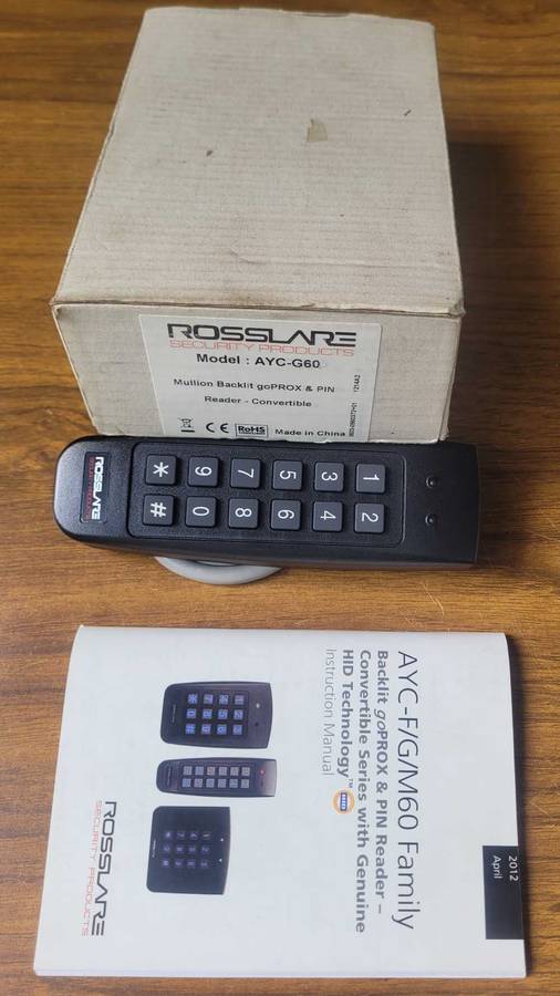 UNUSED... Rosslare AYC-G60  Mullion Backlit go-Prox & PIN Reader - Convertible Ayc-g60