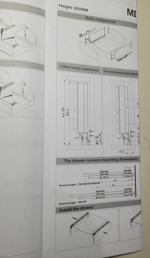 Soft-Close Cabinet Drawer Slides by GARIS (58x38.5x19)cm.  Bid Per Piece