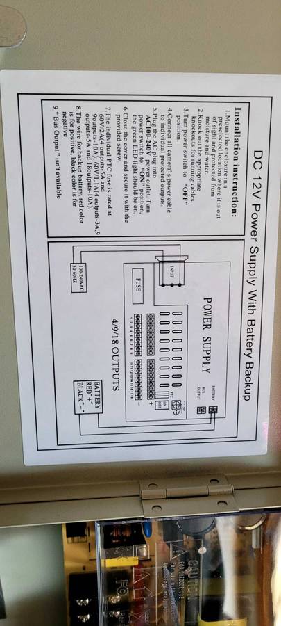UNUSED 12v Back Up Power Supply. No Key/Screws