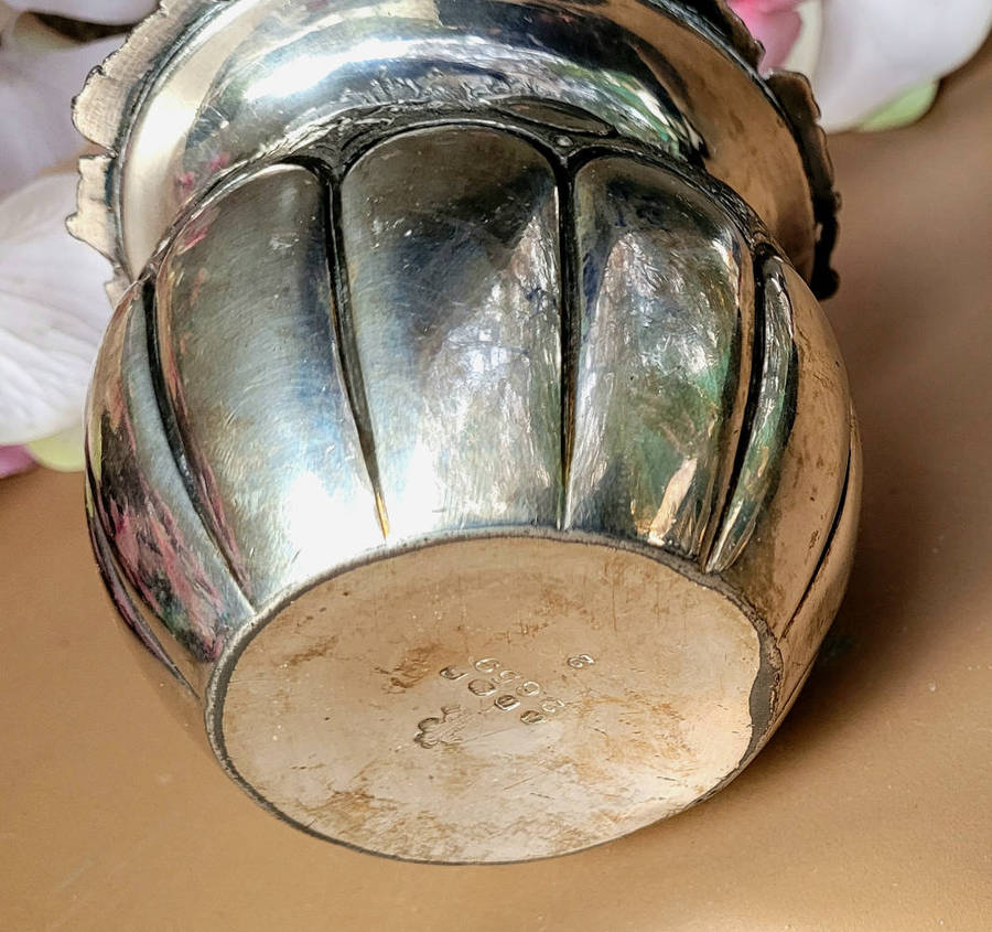 RARE... Old HALL-MARKED Silver-Plated Mini Vase. (Please see Pics Of Maker`s Marks on item Base)