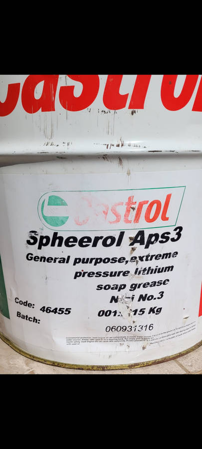 15Kg Castrol SPHEEROL APS-3 General Purpose Extreme High Pressure Lithium Soap Grease (Bid Per Drum)