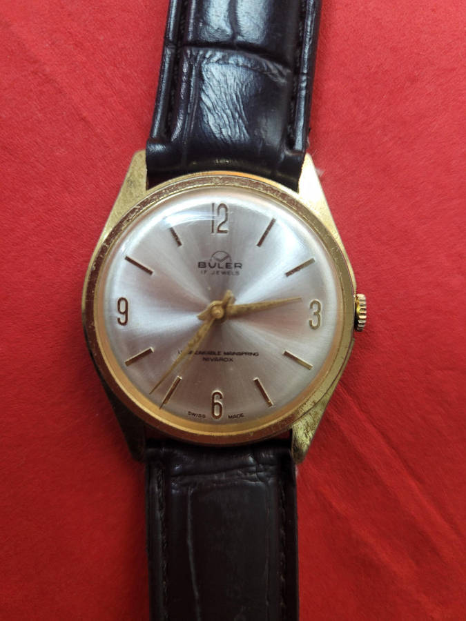 BULER NIVAROX (1262) 17 Jewels Hand-Wound Anti-Magnetic Diamond-Tooled Wrist Watch. WORKING...