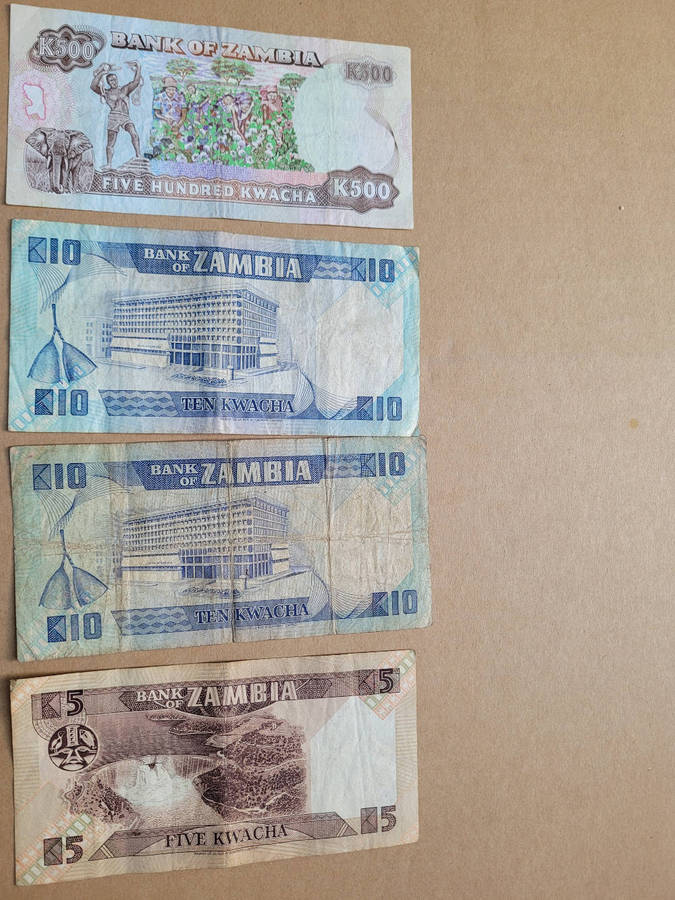 BANK NOTES #3 (As Pictured) ZAMBIA  (Bid Per Piece-To Take All 12x)