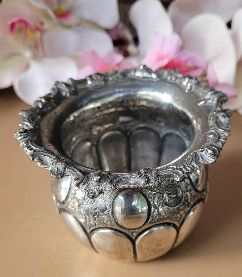 RARE... Old HALL-MARKED Silver-Plated Mini Vase. (Please see Pics Of Maker`s Marks on item Base)