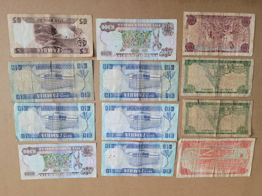 BANK NOTES #3 (As Pictured) ZAMBIA  (Bid Per Piece-To Take All 12x)