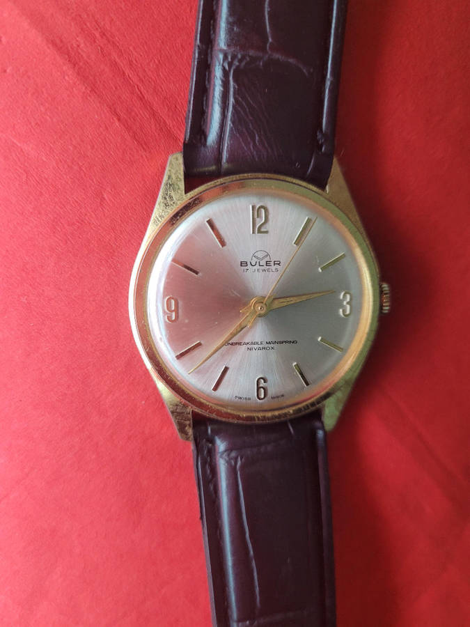 BULER NIVAROX (1262) 17 Jewels Hand-Wound Anti-Magnetic Diamond-Tooled Wrist Watch. WORKING...