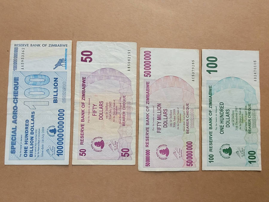 BANK NOTES #5 (As Pictured) ZIMBABWE BEARER/AGRO CHEQUES (Bid Per Piece-To Take All 4x)