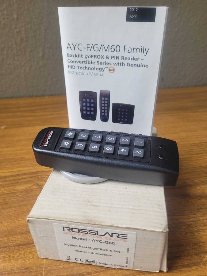 UNUSED... Rosslare AYC-G60  Mullion Backlit go-Prox & PIN Reader - Convertible Ayc-g60