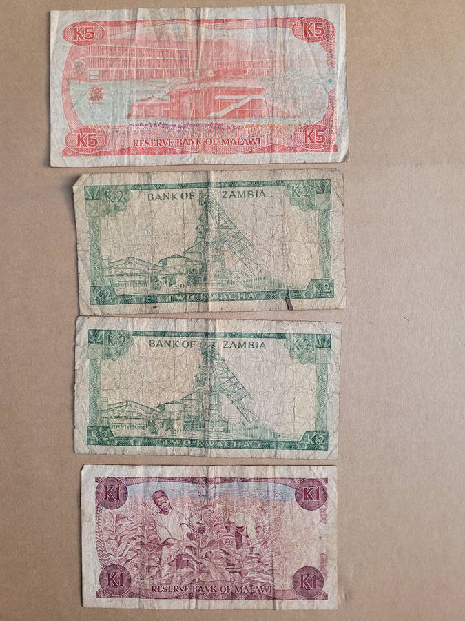 BANK NOTES #3 (As Pictured) ZAMBIA  (Bid Per Piece-To Take All 12x)