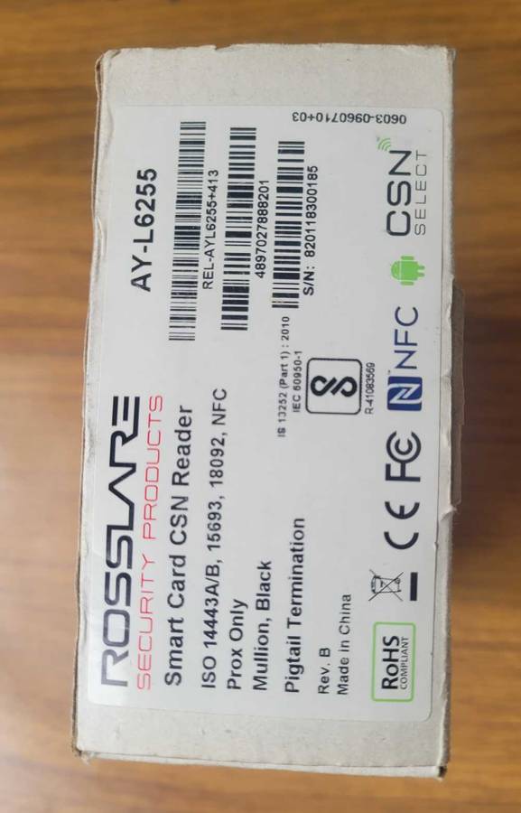 UNUSED... Rosslare AY-L6255 Smart Card Reader. Water And Dust Resistant