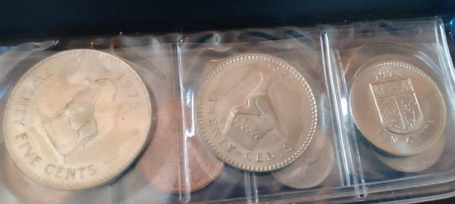 COINS OF RHODESIA SET - IN LEATHER POUCH - 1970`S