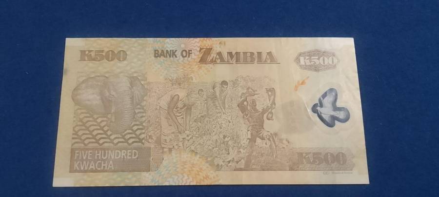 BANK OF ZAMBIA  FIVE HUNDRED KWACHA BANKNOTE