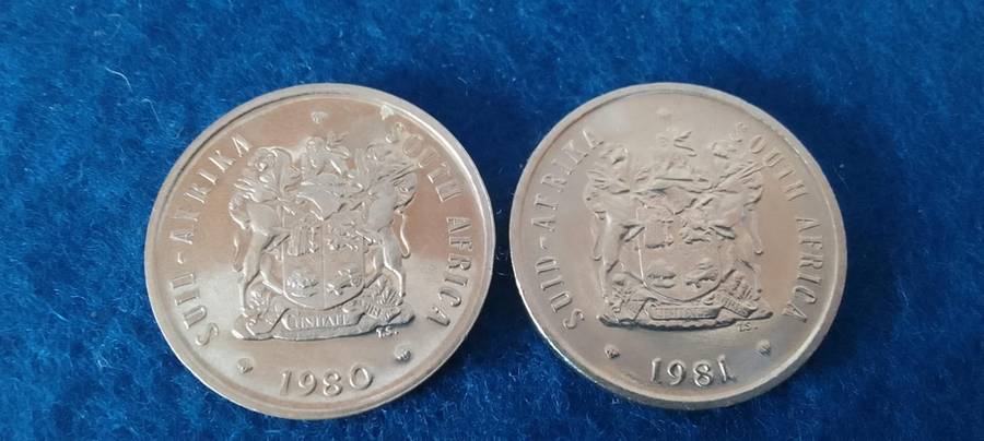 TWENTY CENT NICKEL COIN (RSA) -  (1980/1981)  - 2 BRILLIANT  COINS - AUNC