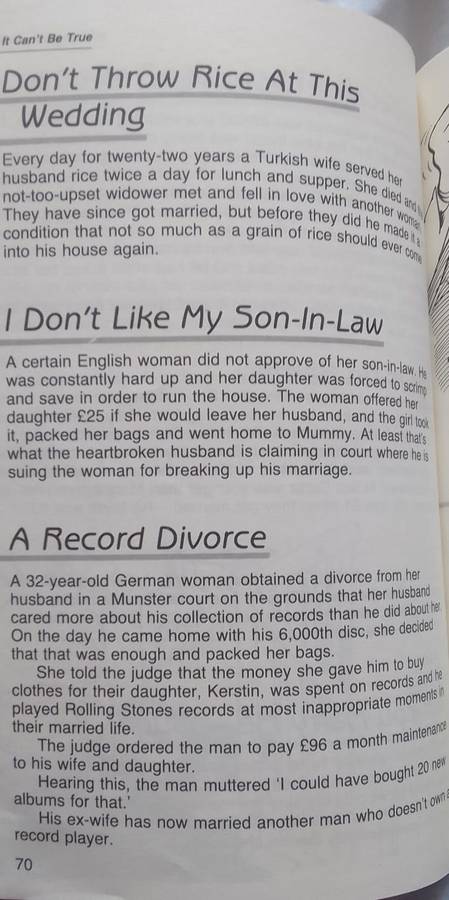 Book: It can't be true - Jane Reid (weird and wonderful facts) One of  kind