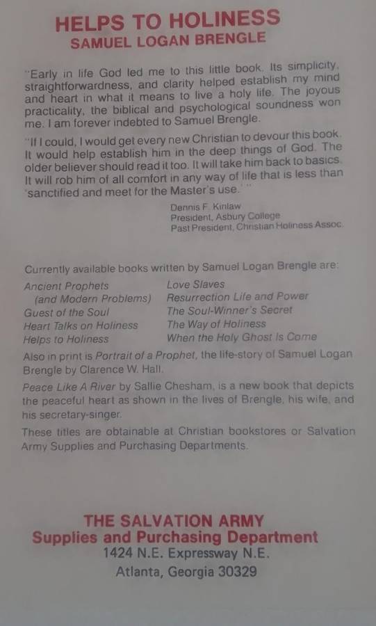 Book:  HELPS TO HOLINESS - Samuel Brengle