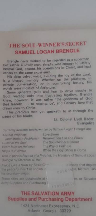 Book: The soul winner's Secret  - Samuel Brengle