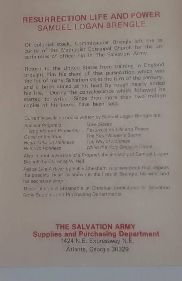 Book: Resurrection life and Power - Samuel Brengle
