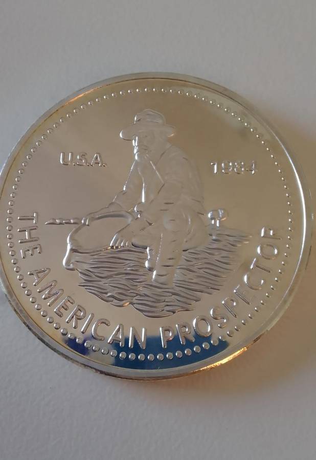 1984 ENGELHARD USA  1 TROY OUNCE FINE SILVER: THE AMERICAN PROSPECTOR