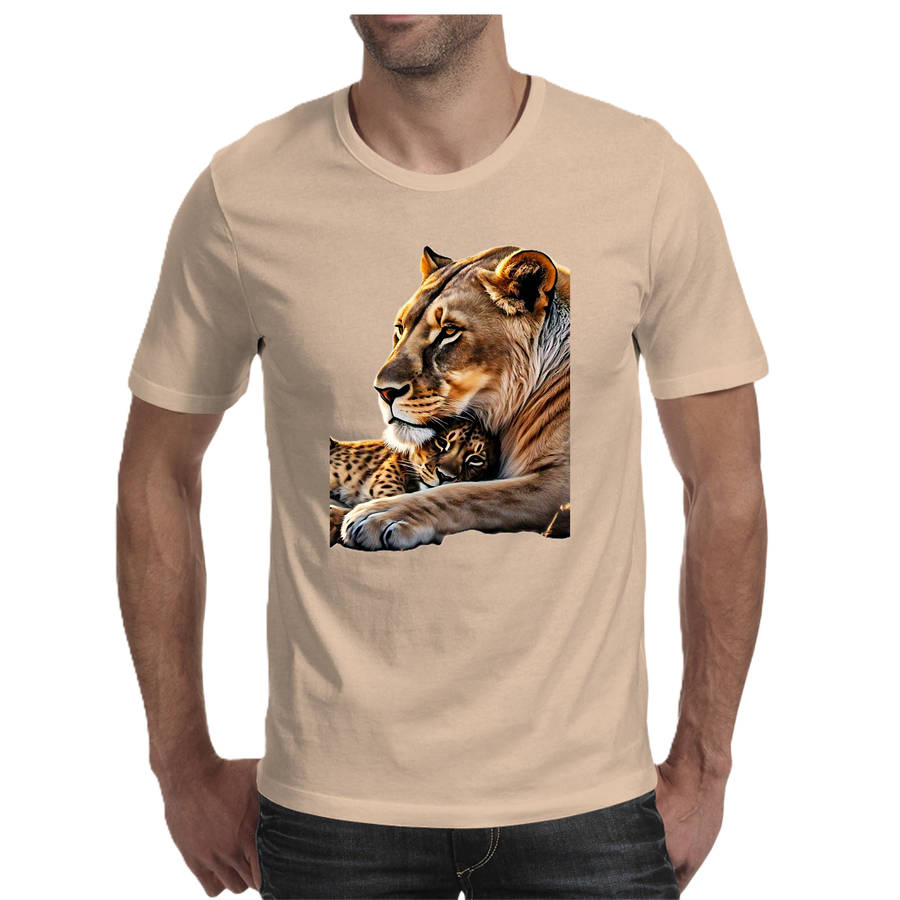 Wildlife print- LION  men's T-shirt 100% cotton