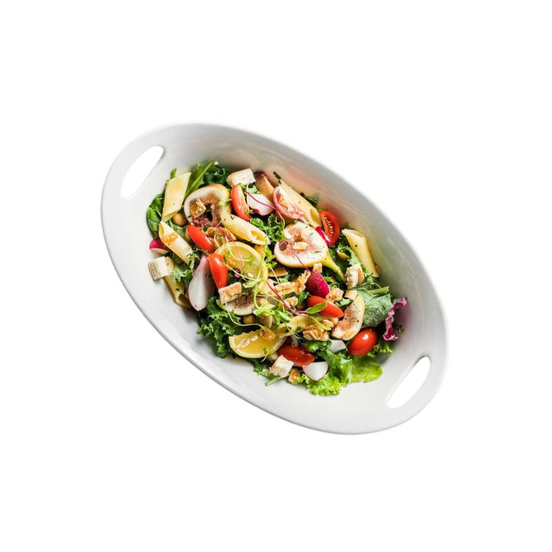 White Oval Porcelain Serving Bowl with Handles