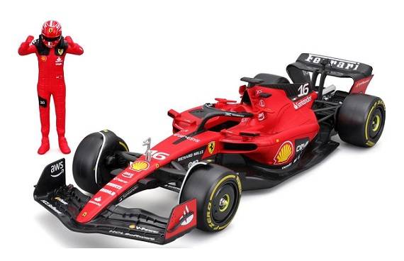 Burago 26809 Formula 1 F1 Ferrari SF 23 SF23 No 16 Le Clerc with figurine