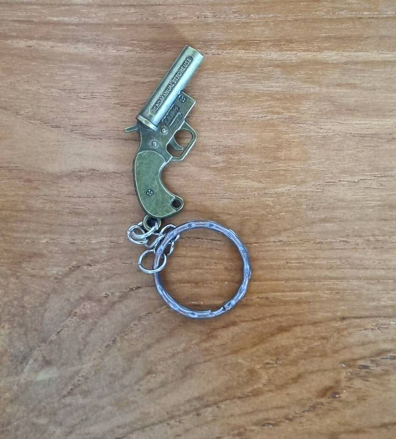 Small Brass Revolver Keychain