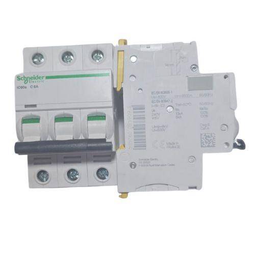 2 x Schneider 3-Pole Circuit Breakers  iC60a C6A | 6A | DIN Rail Mount - Brand New