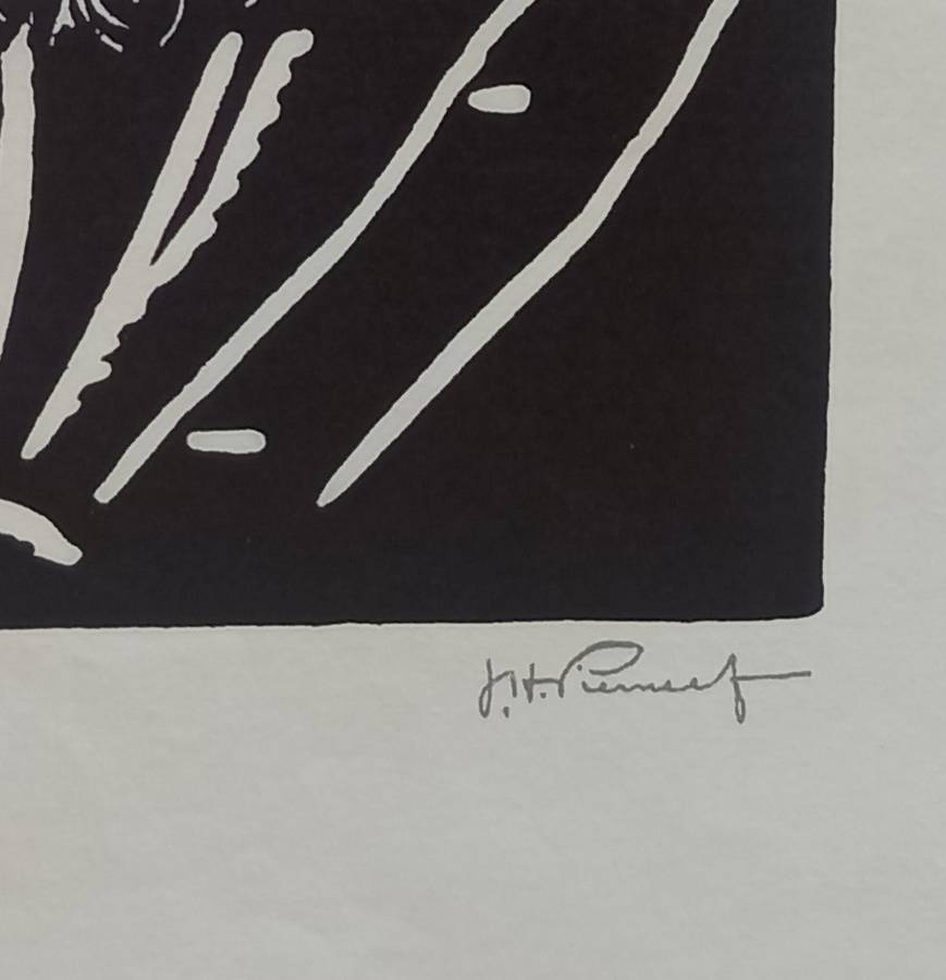 Linosniee afdruk van President Paul Kruger ZAR deur Jacob Hendrik Pierneef