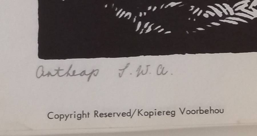 Linosniee afdruk van Miershoop SWA deur Jacob Hendrik Pierneef