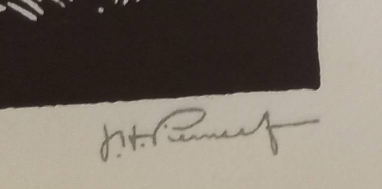 Linosniee afdruk van Miershoop SWA deur Jacob Hendrik Pierneef