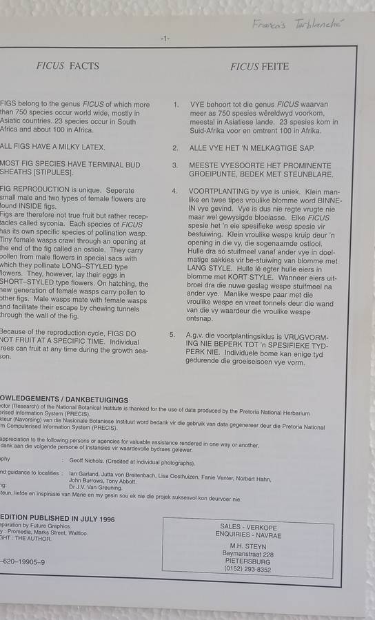SA Ficus Identifikasiegids Identification Guide (Marthinus Steyn) SA Acacia Identifikasiegids