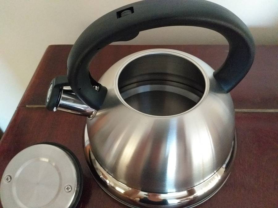 Brand new stovetop stainless steel kettle (for example for gas plate) in box