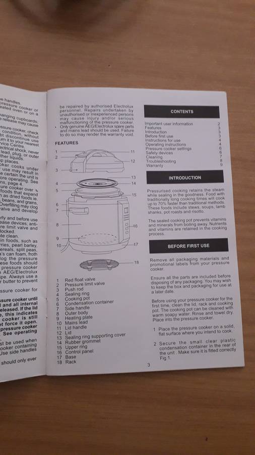 AEG Electrolux EPC6000 electric pressure cooker