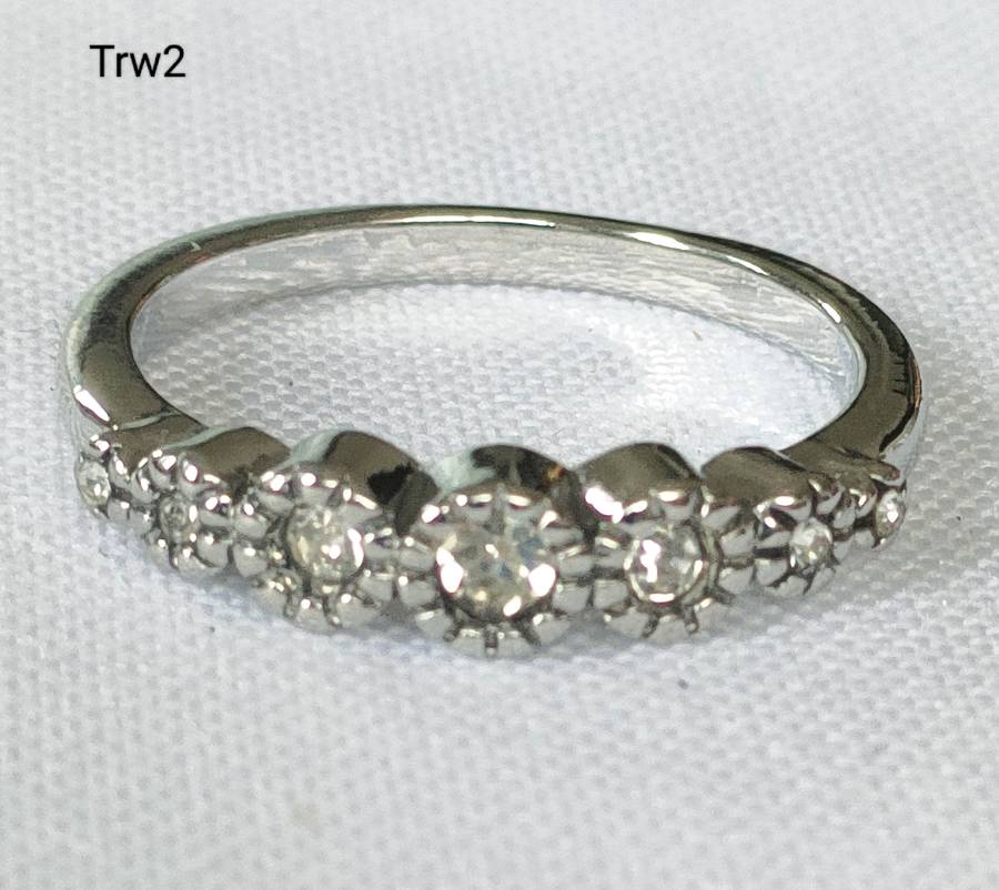 Dress ring - multiple lab-created white stones - size US 8
